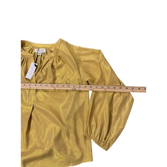 NWT Velvet by Graham & Spencer Metallic Gold Blouse Size S Holiday DateNightLook - Picture 5 of 8